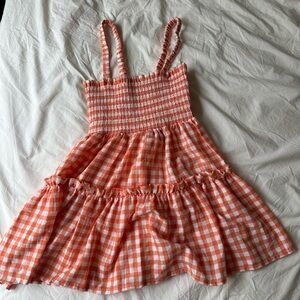 WILDA MINI DRESS - SHIRRED TIERED DRESS IN ORANGE